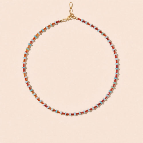 Le Collier Collioure Agate Orange Et Amazonite