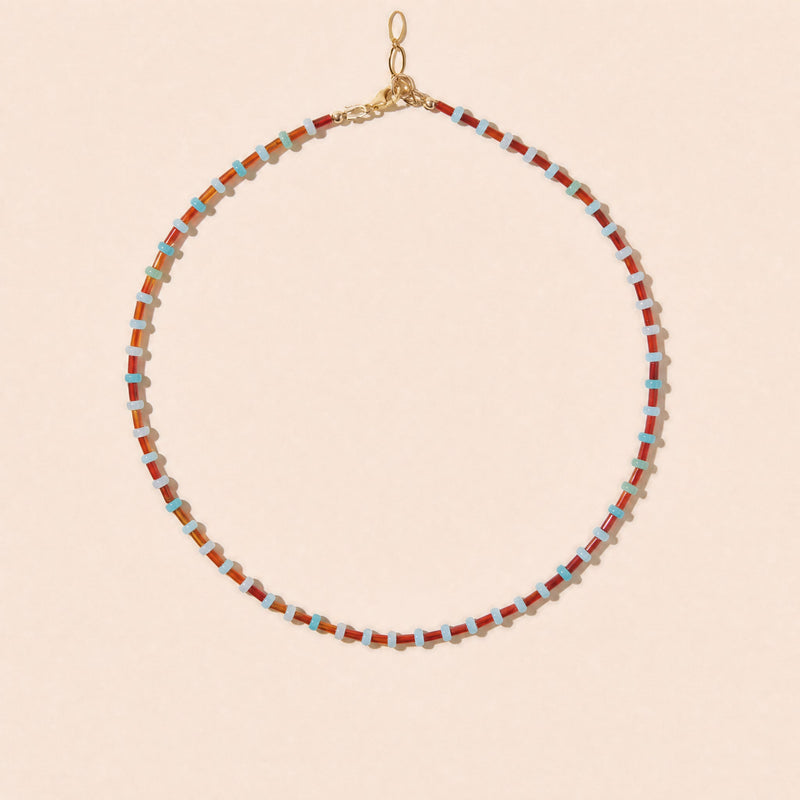 Le Collier Collioure Agate Orange Et Amazonite