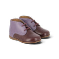 Pom d'Api – Clotaire - Agnan Bottine - Bordeaux/Violet, chaussures pour enfant en cuir bicolore violet et marron, lacets bordeaux