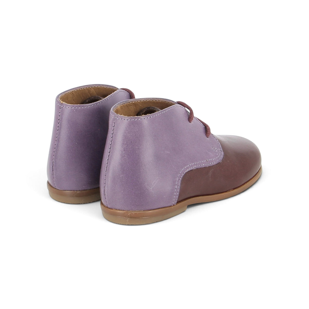 Pom d'Api – Clotaire - Agnan Bottine - Bordeaux/Violet, chaussures pour enfant en cuir violet et marron, vue de dos