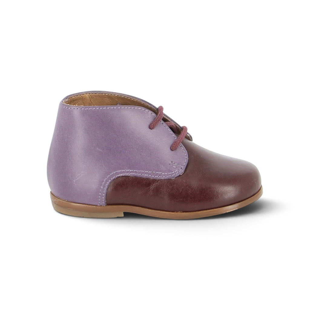 Pom d'Api – Clotaire - Agnan Bottine - Bordeaux/Violet, chaussure bébé bicolore violet et marron, vue de côté