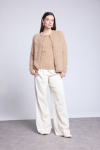 Cárdigan con botones joya de cachemira cepillada Aguilaecoland - Beige crema - Mujer