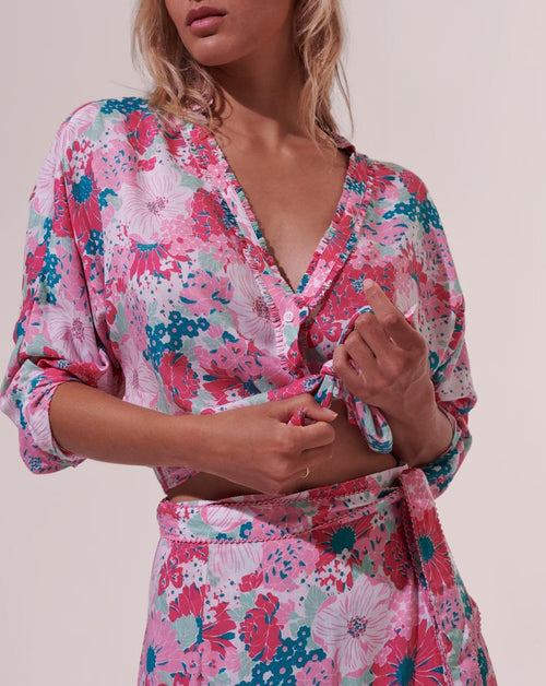 Camisa Azia - Pink Flower Mix - Mujer