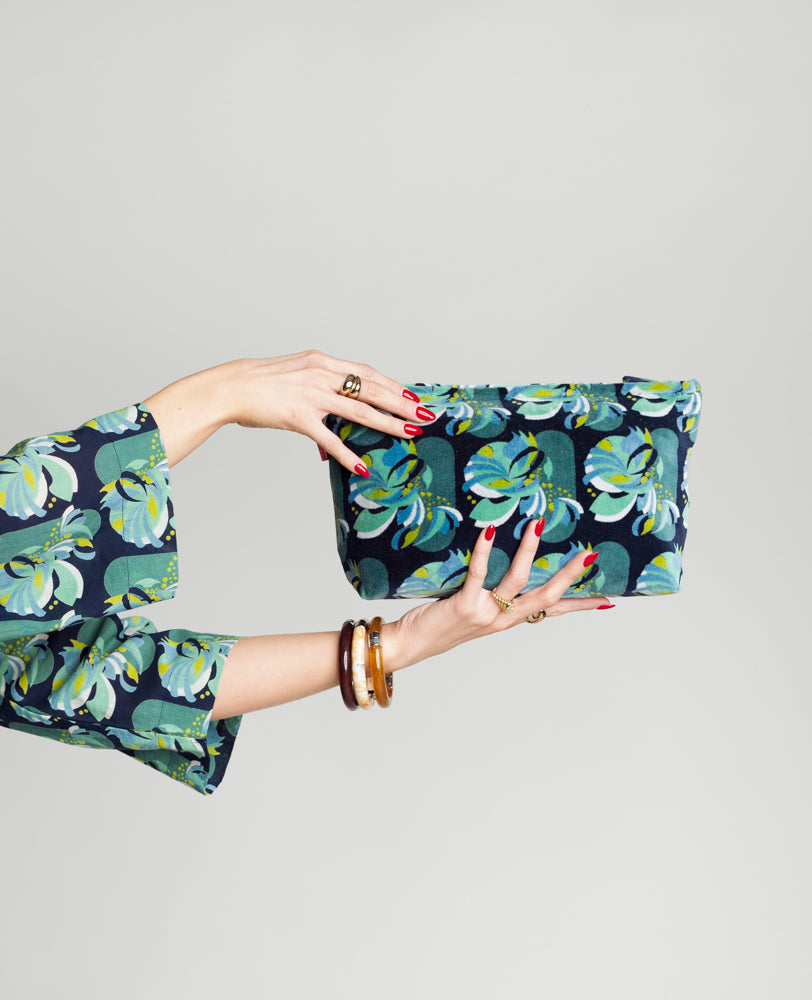 Velvet Wash Bag - Split navy