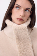 Chaqueta de lana y piel de oveja Alaska - gris beige - mujer