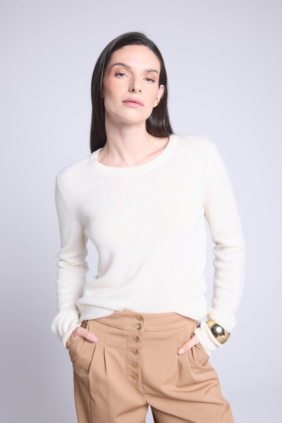 Pull Col Rond Alba - Blanc - Femme