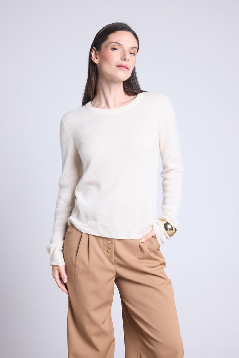 Alba Round Neck Sweater - White - Women