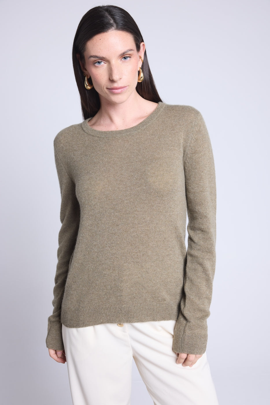 Pull Col Rond Alba - Vert Khaki - Femme
