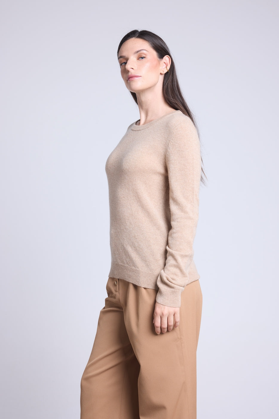 Pull Col Rond Alba - Beige Creme - Femme