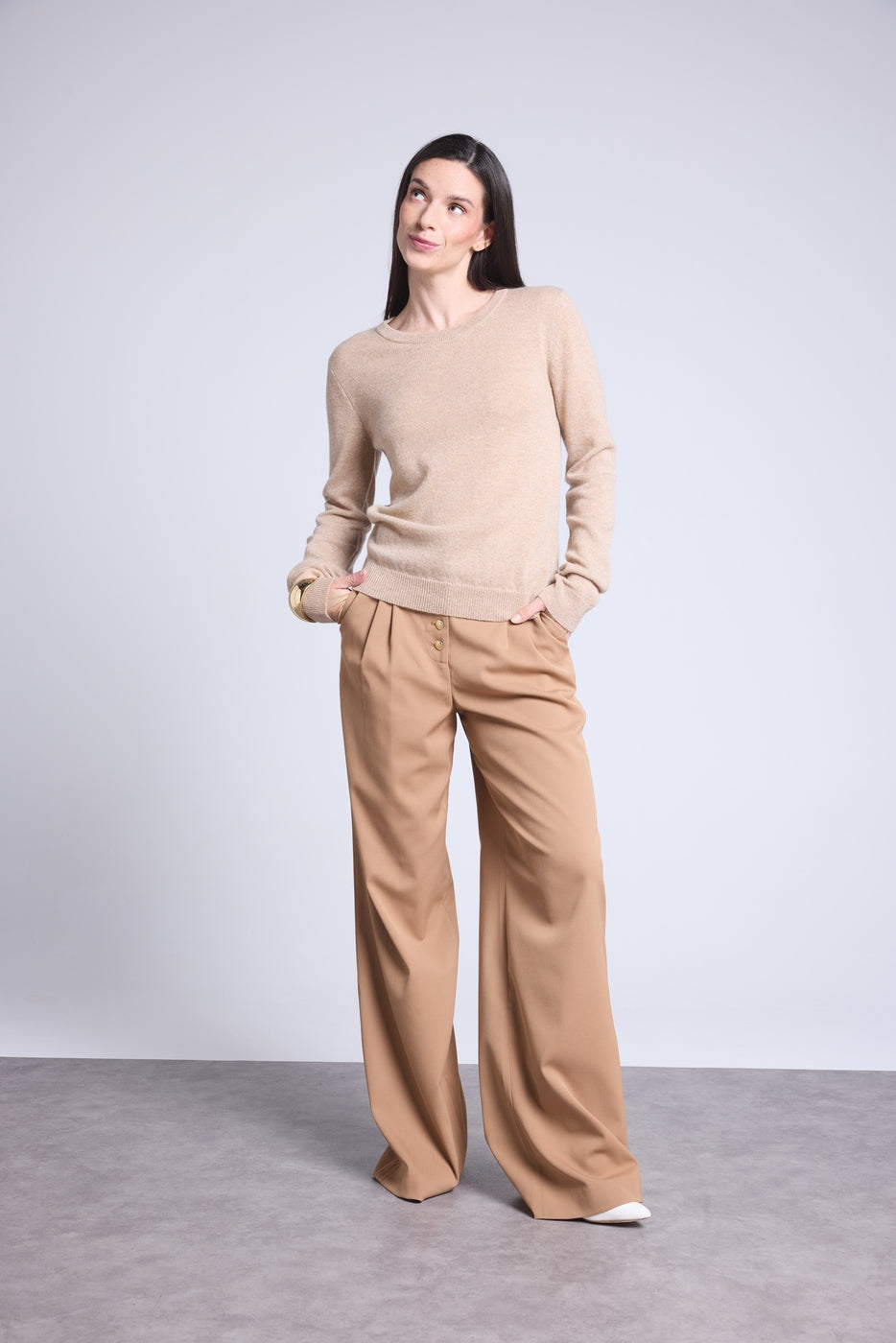 Pull Col Rond Alba - Beige Creme - Femme
