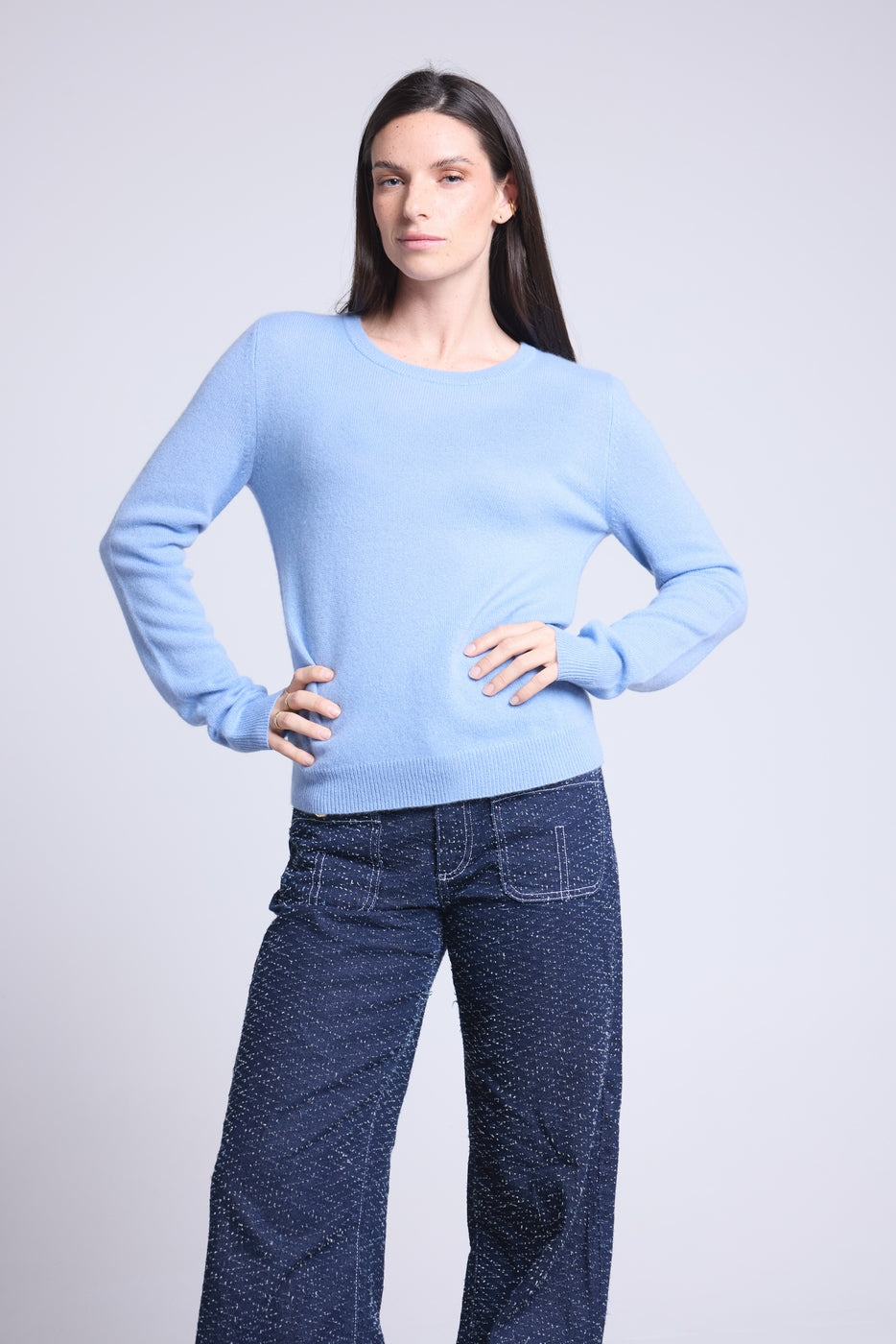 Jersey Cuello Redondo Alba - Azul Cielo - Mujer
