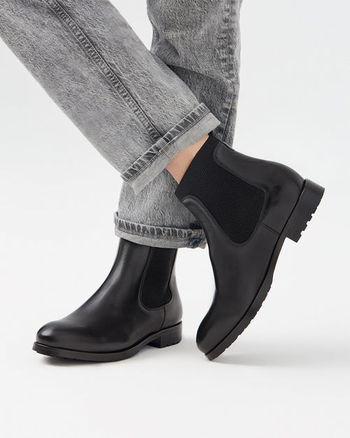 Chelsea Boots Albane - Cuir Noir - Semelle Gomme - Femme