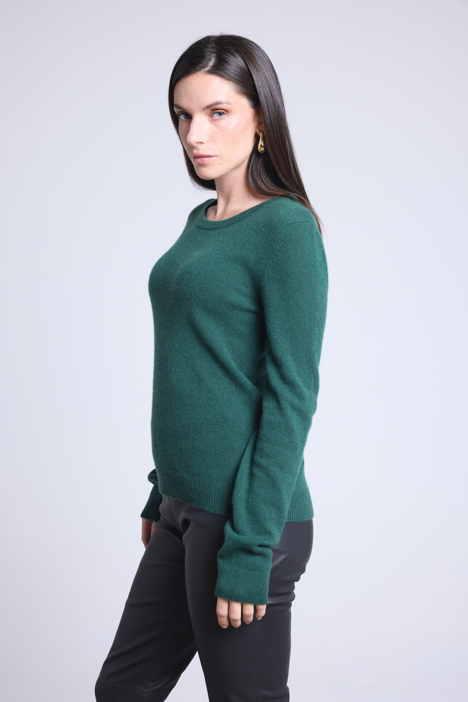 Pull Col Rond Alba - Vert Bouteille - Femme