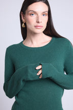 Pull Col Rond Alba - Vert Bouteille - Femme