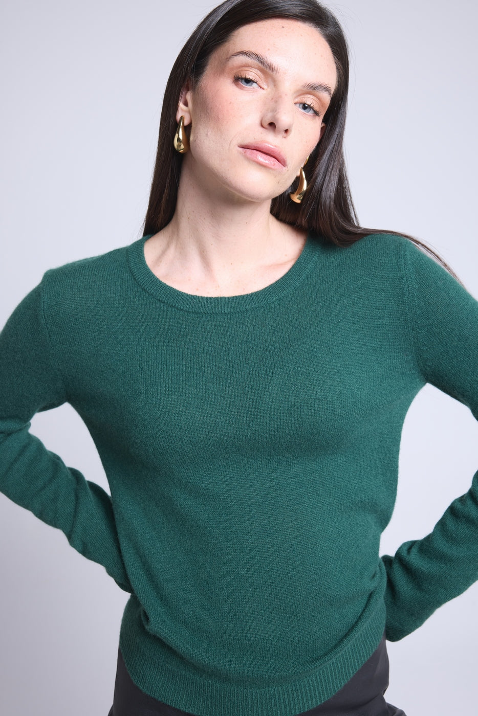 Pull Col Rond Alba - Vert Bouteille - Femme