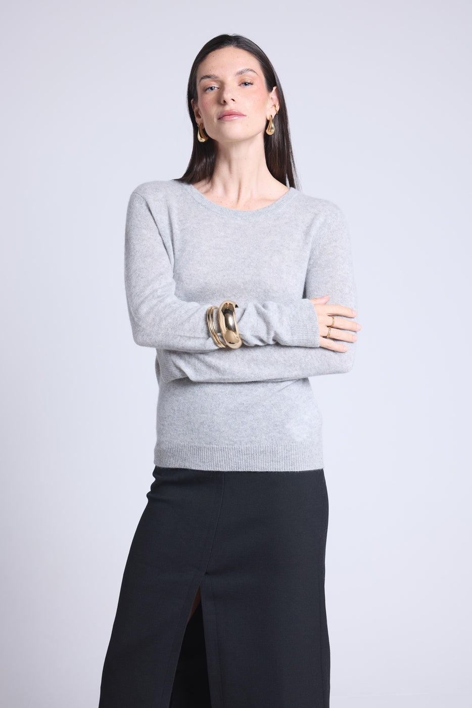 Pull Col Rond Alba - Gris Clair - Femme