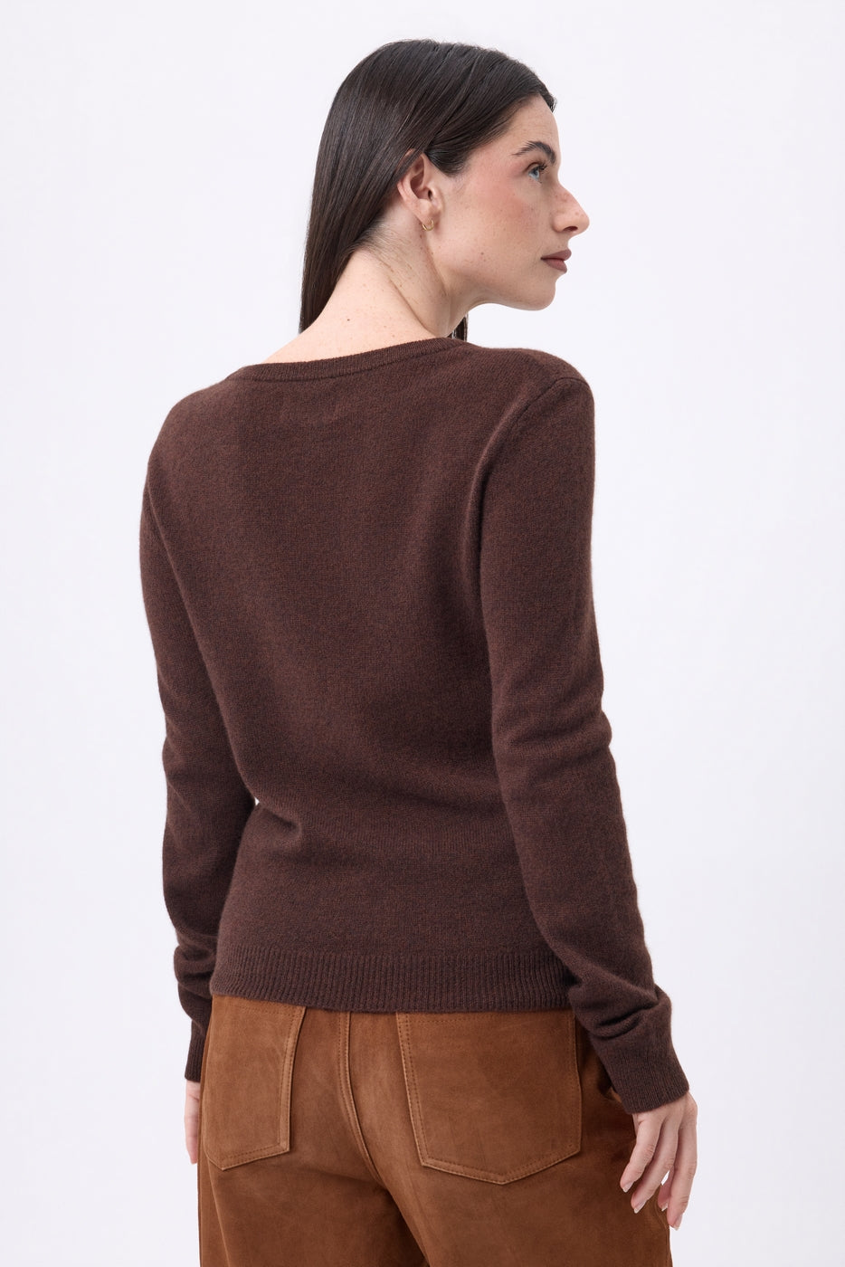Jersey de cuello redondo Alba - Marrón chocolate - Mujer