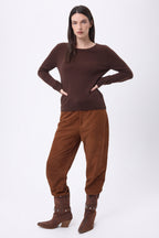Jersey de cuello redondo Alba - Marrón chocolate - Mujer