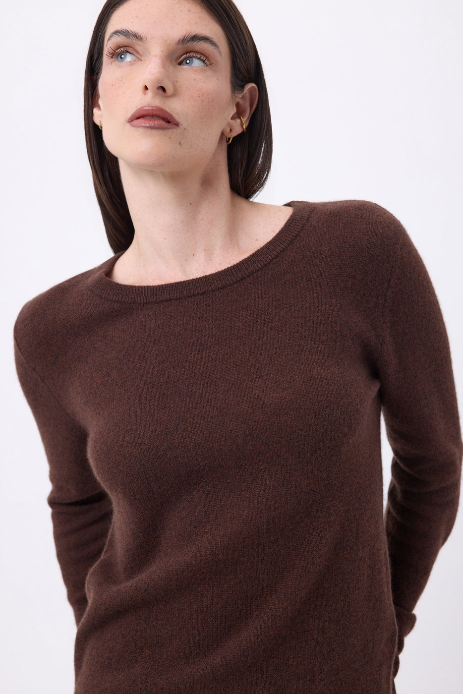 Jersey de cuello redondo Alba - Marrón chocolate - Mujer