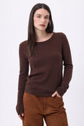Jersey de cuello redondo Alba - Marrón chocolate - Mujer