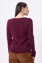 Jersey de cuello redondo Alba - Color vino - Mujer