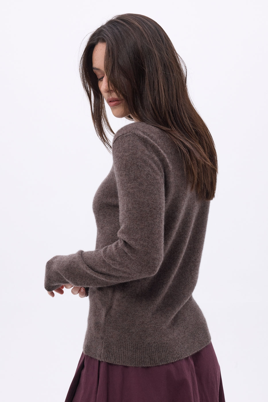 Jersey de cuello redondo Alba - Marrón jaspeado - Mujer