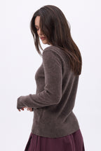 Jersey de cuello redondo Alba - Marrón jaspeado - Mujer