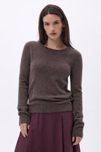 Jersey de cuello redondo Alba - Marrón jaspeado - Mujer