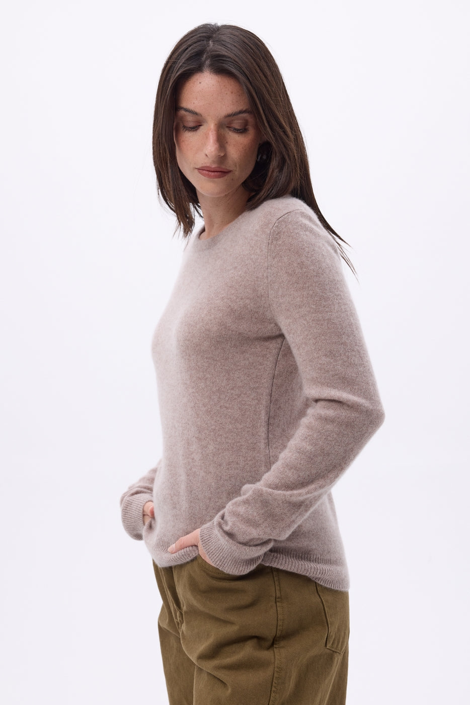 Jersey de cuello redondo Alba - avellana - mujer