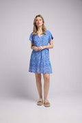 Vestido corto de manga corta - Azul