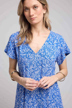 Vestido corto de manga corta - Azul