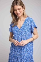 Vestido corto de manga corta - Azul