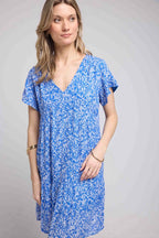 Vestido corto de manga corta - Azul