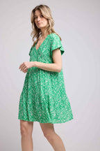 Vestido Corto Manga Corta - Verde