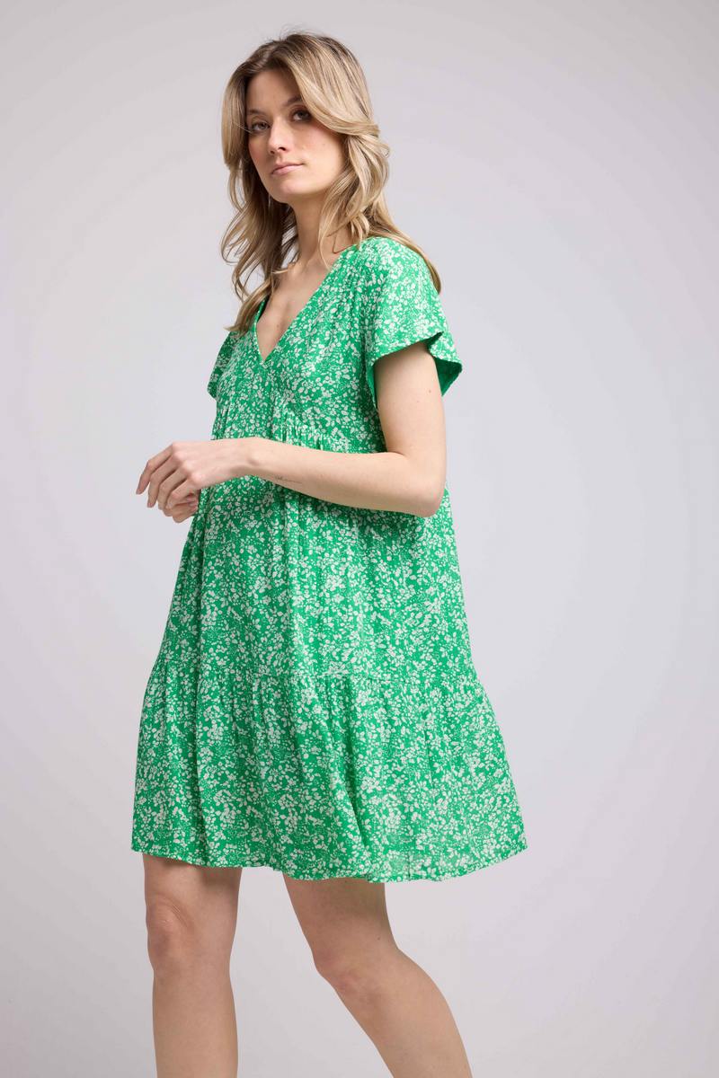 Vestido Corto Manga Corta - Verde