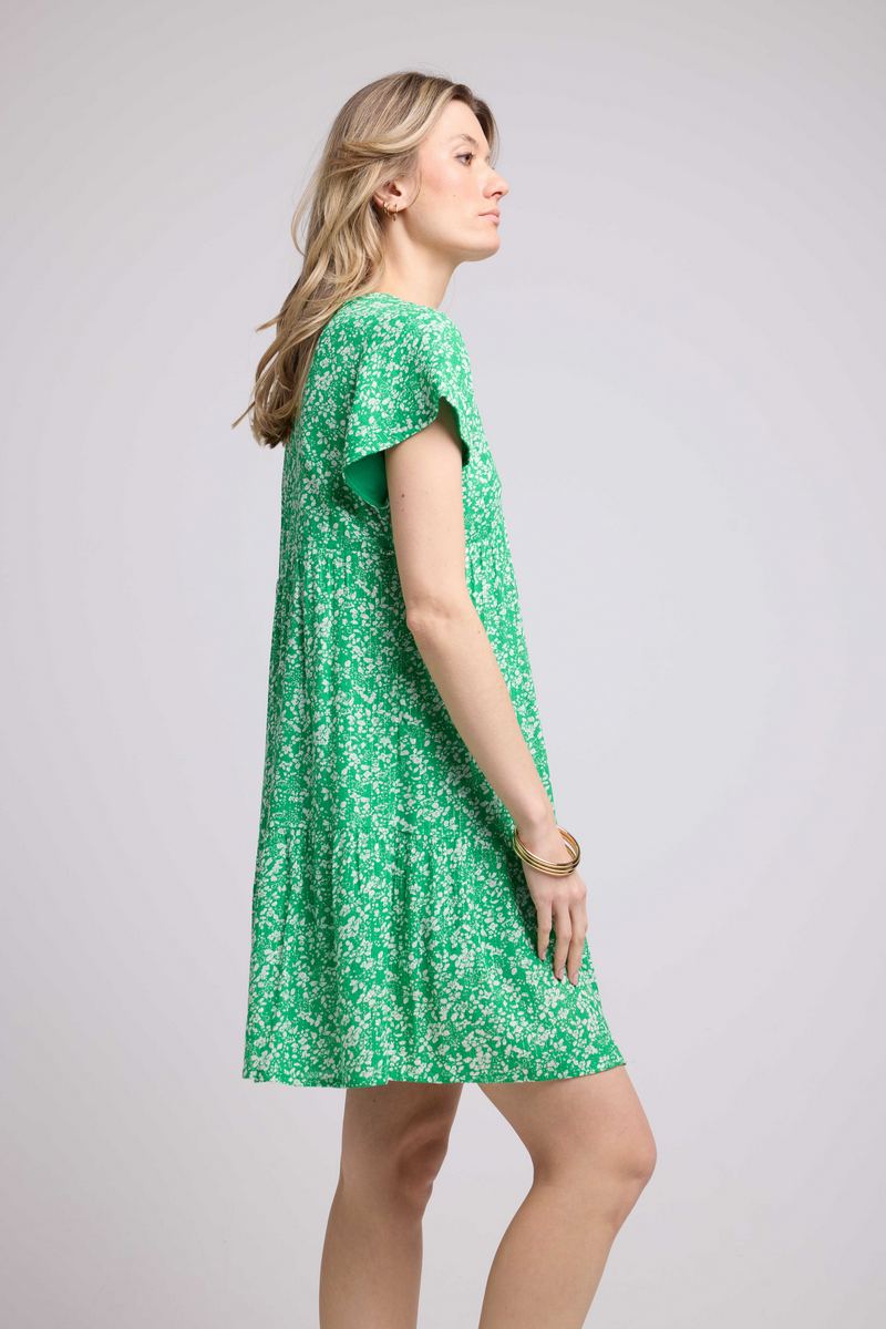 Vestido Corto Manga Corta - Verde