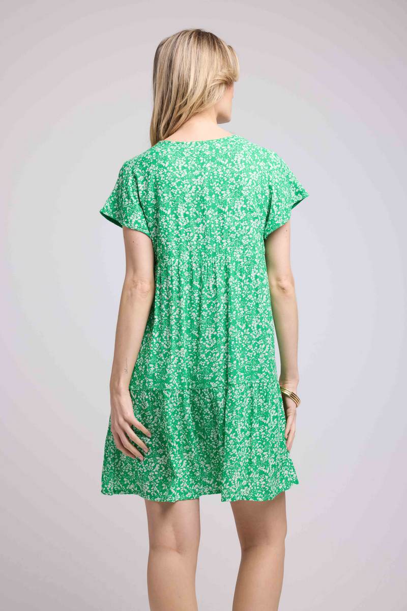 Vestido Corto Manga Corta - Verde