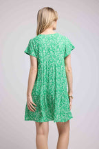 Vestido Corto Manga Corta - Verde