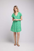 Vestido Corto Manga Corta - Verde