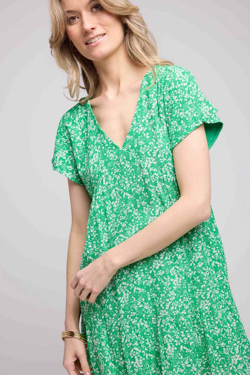 Vestido Corto Manga Corta - Verde