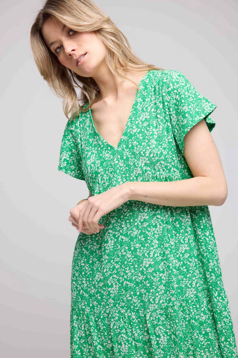 Vestido Corto Manga Corta - Verde