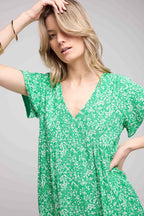 Vestido Corto Manga Corta - Verde