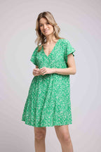 Vestido Corto Manga Corta - Verde