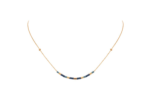 Collier Doré Alexandra Corail Bleu