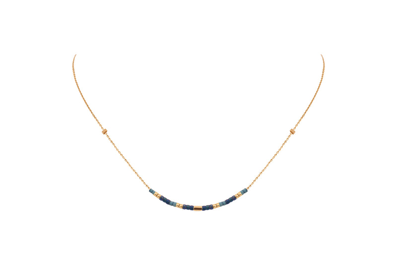 Collier Doré Alexandra Corail Bleu