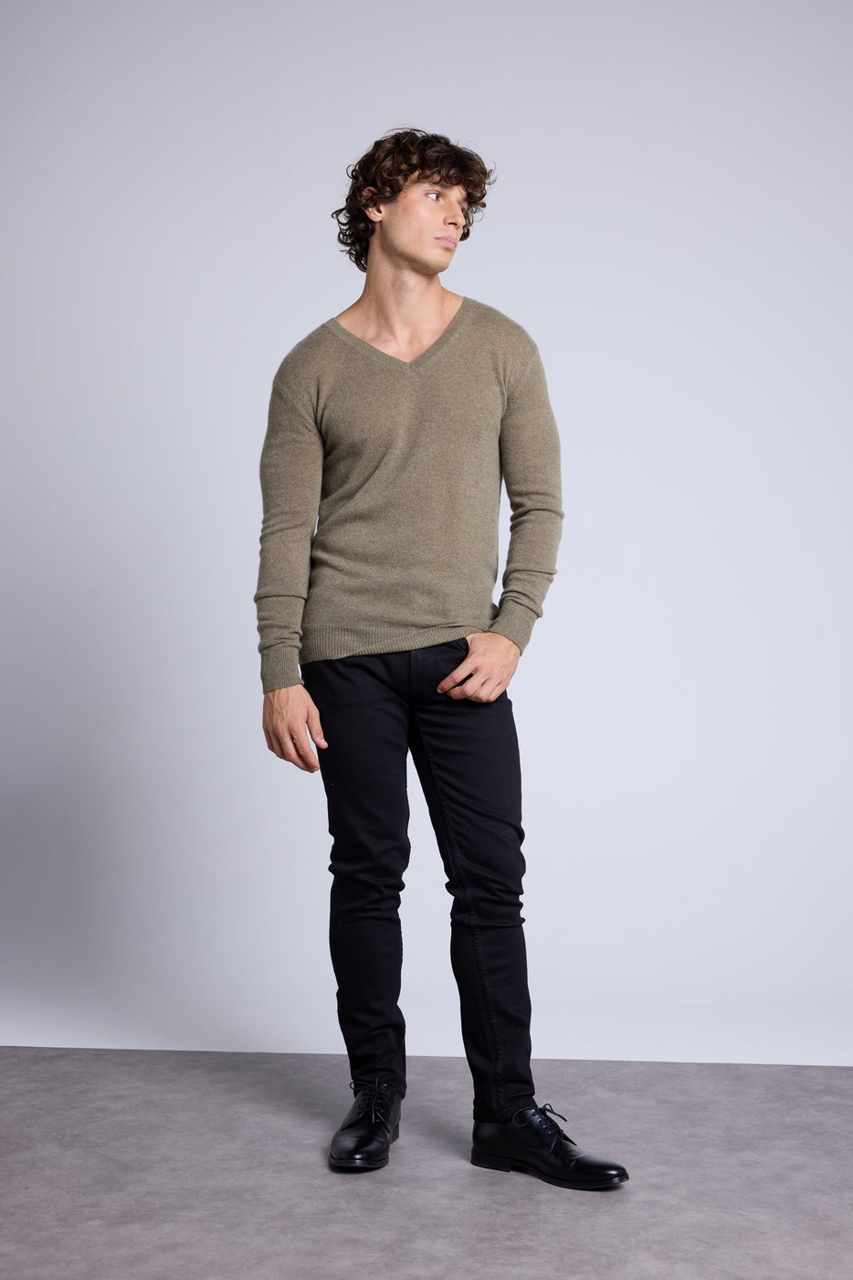 Jersey de cuello en V Alex - Verde caqui - Hombre