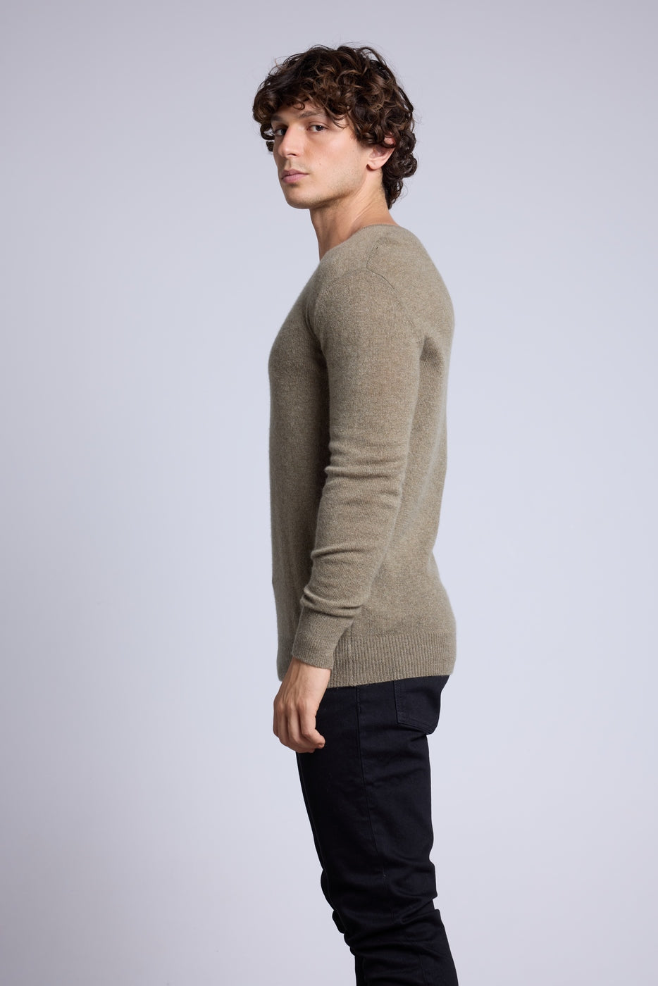 Jersey de cuello en V Alex - Verde caqui - Hombre