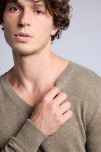 Jersey de cuello en V Alex - Verde caqui - Hombre