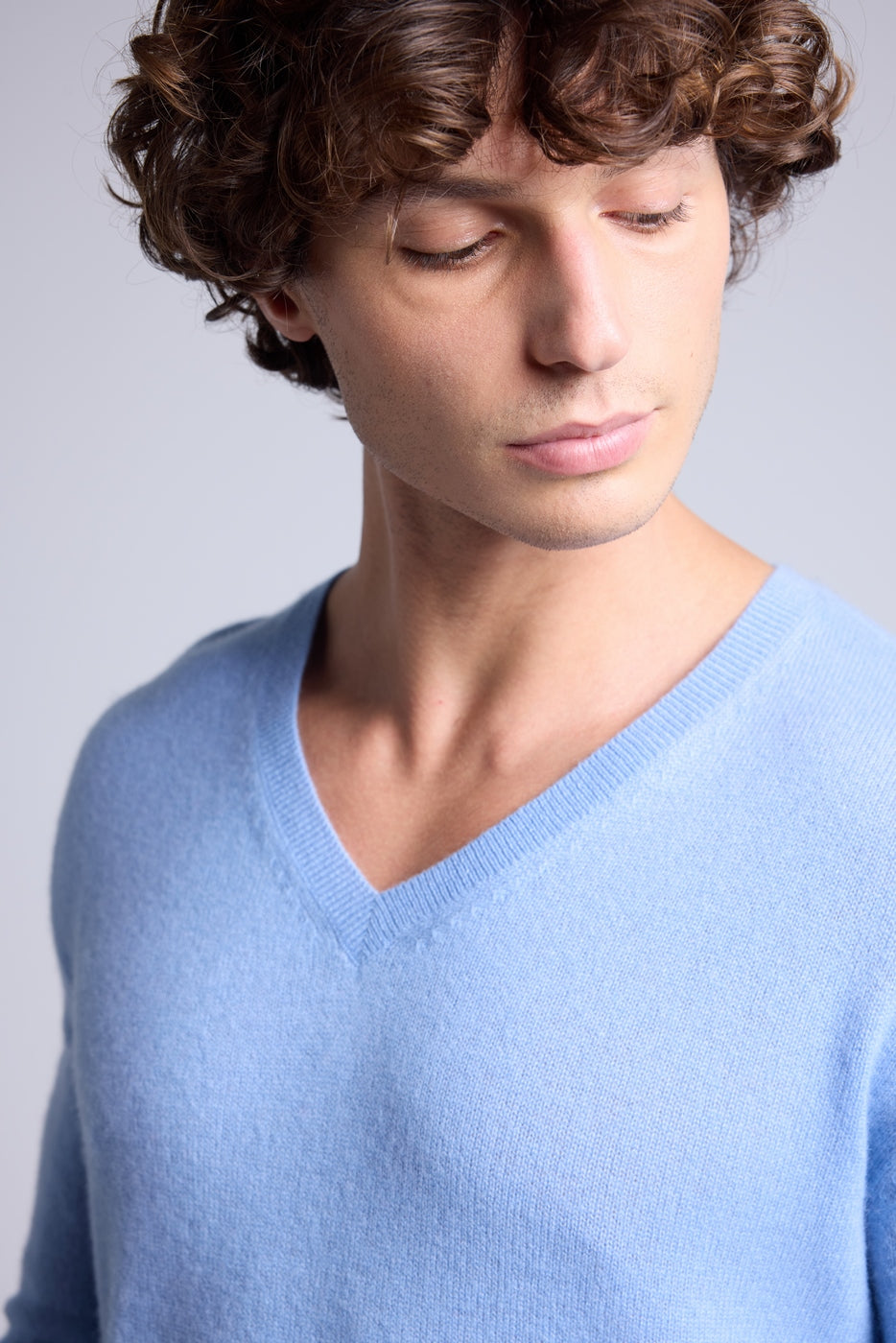 Pull Col V Alex - Bleu Ciel - Homme