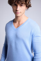 Pull Col V Alex - Bleu Ciel - Homme